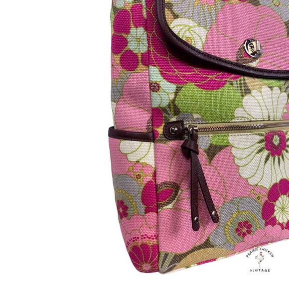 Spartina Womens Purse Tote Bag Pink Green Floral Adjustable Strap satchel - Picture 9 of 12